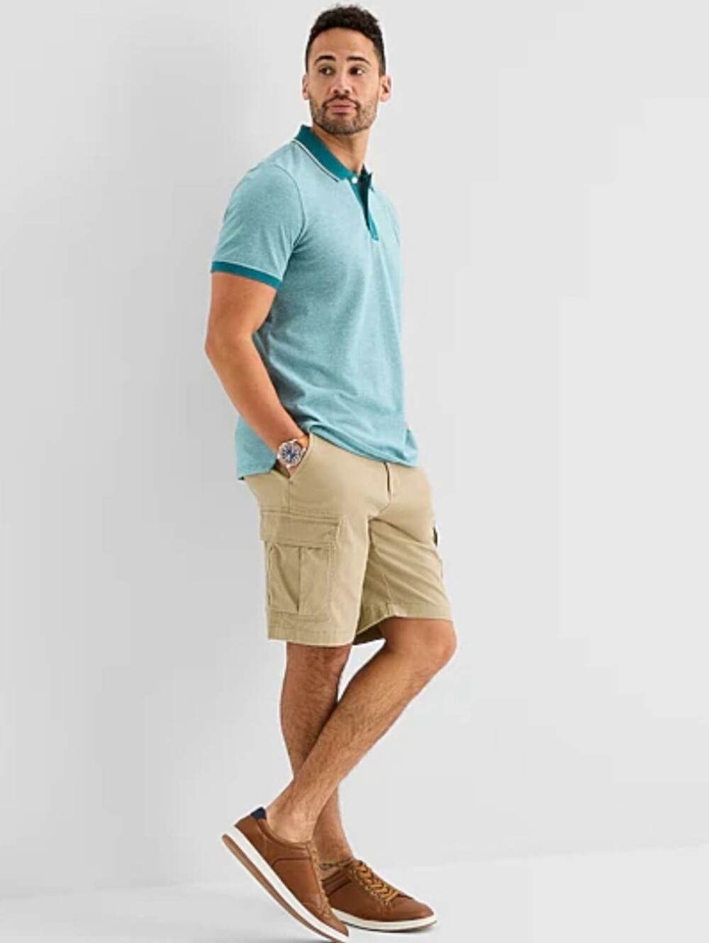 NEW Tan Cargo Utility Shorts w Ten Inch Inseam By George - Men's 34